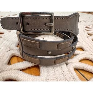 Boho Western‎ Gray Leather Belt Sz M